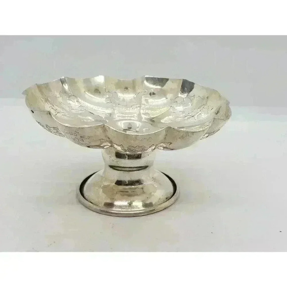 Vintage Silver Plate Candle Holder Trinket Candy Vanity Dish Ornate Petite - Picture 11 of 13